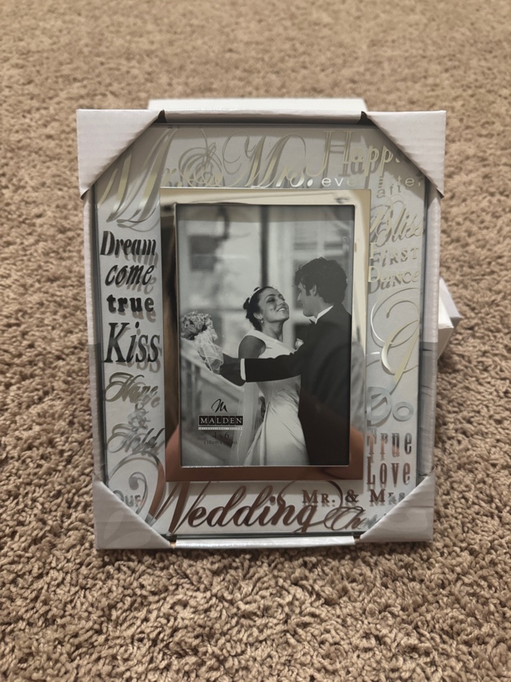 Malden Silver Wedding Word-Art Frame with Script Accents